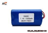 UL KC CB PSE Onayı ile 7.4V 1500mAh Şarj Edilebilir Li Ion Pil Paketi INR18650